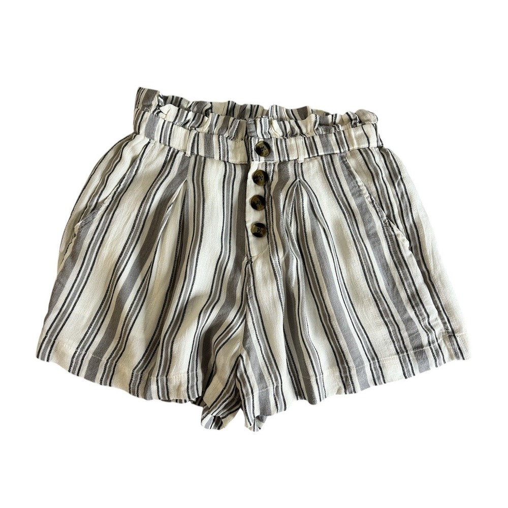 American Eagle High Waisted Striped Button Front Runner Short Size Small‎ NWT